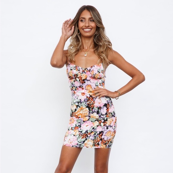 HELLO MOLLY Friendly Banter Mini Dress In Black Floral - Picture 4 of 9